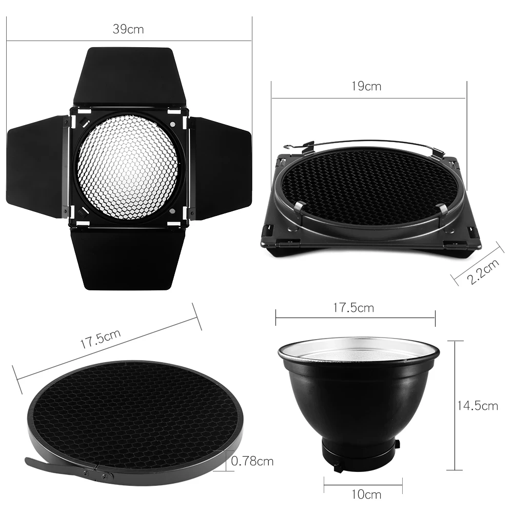 Godox BD-04 Barn Door Standard - مراجعة Honeycomb Grid Filter وسعره