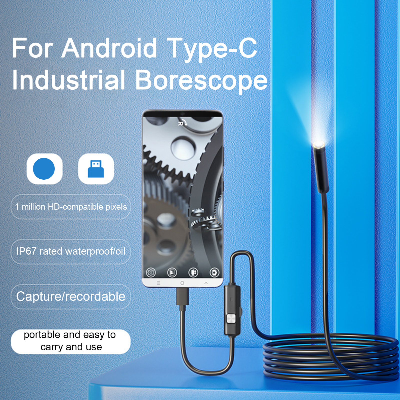 Type-c 5.5/7mm Endoscope Scope - مراجعة Photography Lighting Diagram وسعره